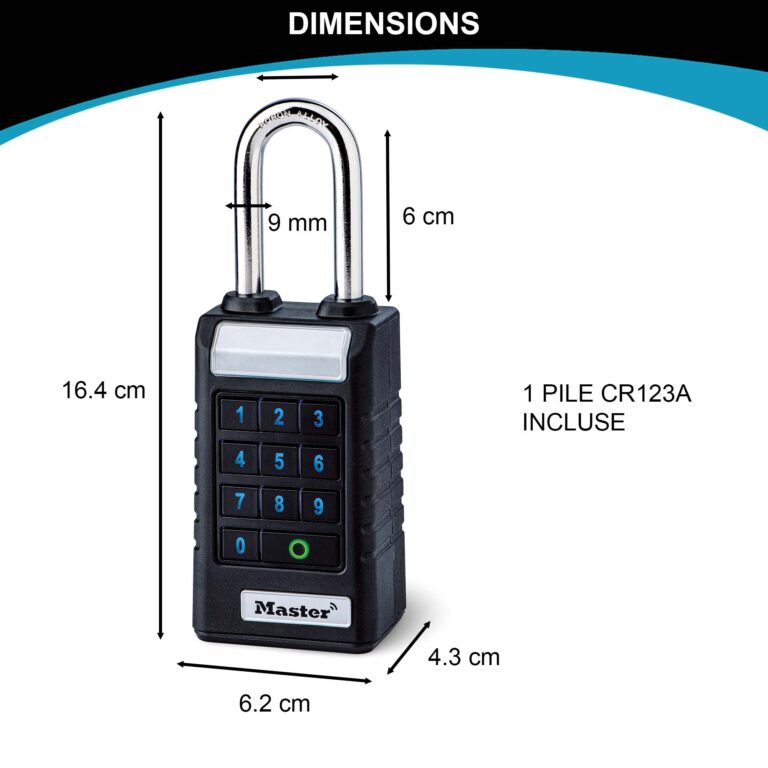 Master Lock 6400EURLJENT Cadenas Bluetooth connecté grand modèle, sécurité renforcée. Etanche avec une longue anse. Accès Bluetooth avec votre smartphone. – Image 2